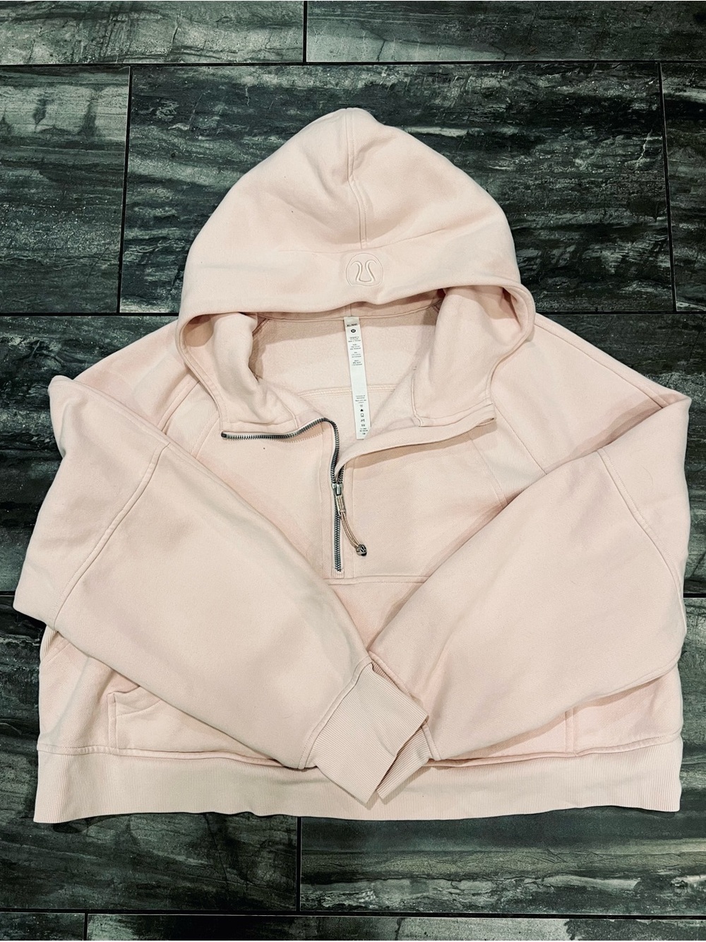 Scuba Oversized Half-Zip Hoodie -pink mist